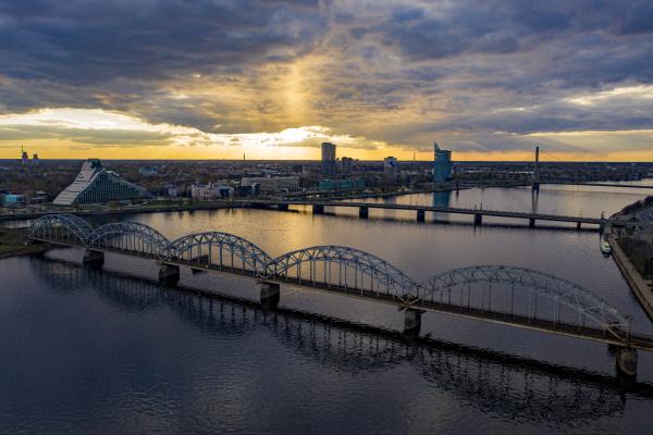 Aerial views of European Union Capitals - Riga, Latvia